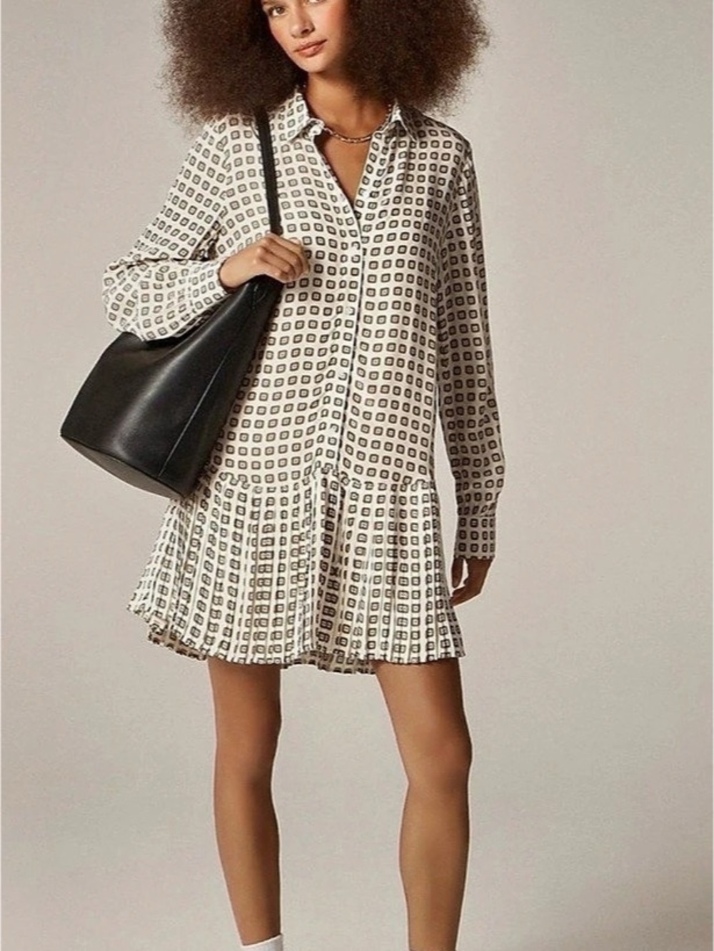J.Crew Pleated Foulard Print Shirt Dress - Size XL